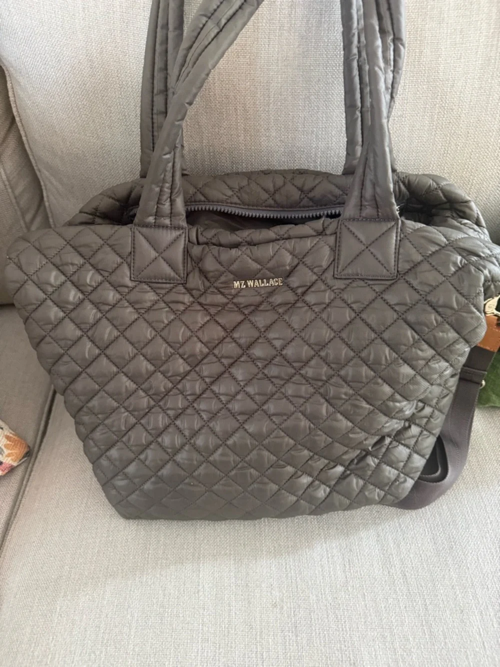 MZ Wallace Quilted Large Metro Tote in Charcoal Gray - Picture 5 of 6